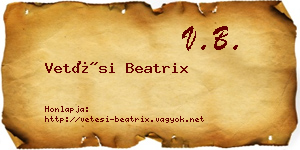 Vetési Beatrix névjegykártya